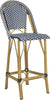Safavieh Ford Indoor-Outdoor Stacking French Bistro Bar Stool Navy/White Furniture 