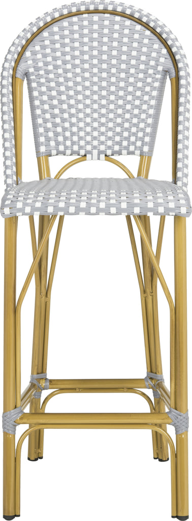 Safavieh Ford Indoor-Outdoor Stacking French Bistro Bar Stool Grey/White Furniture main image