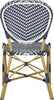 Safavieh Lisbeth French Bistro Stacking Side Chair Navy/White Furniture 