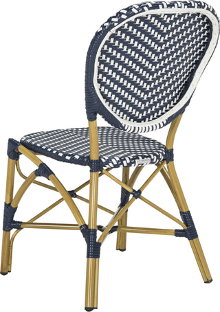 Safavieh Lisbeth French Bistro Stacking Side Chair Navy/White Furniture 