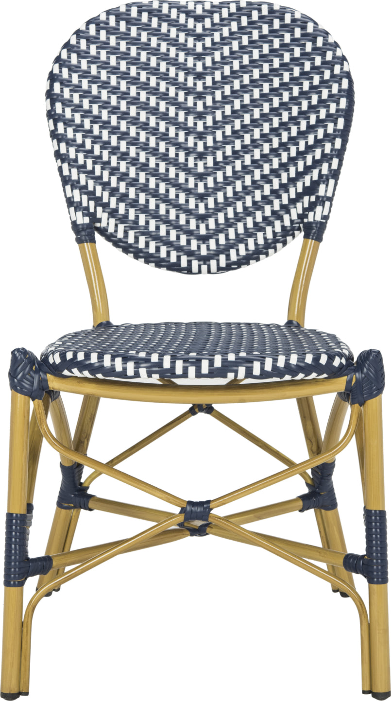Safavieh Lisbeth French Bistro Stacking Side Chair Navy/White Furniture main image