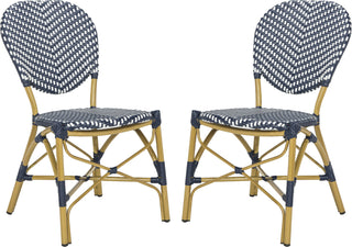 Safavieh Lisbeth French Bistro Stacking Side Chair Navy/White Furniture 