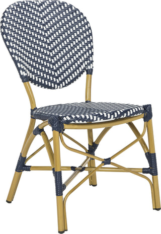 Safavieh Lisbeth French Bistro Stacking Side Chair Navy/White Furniture 