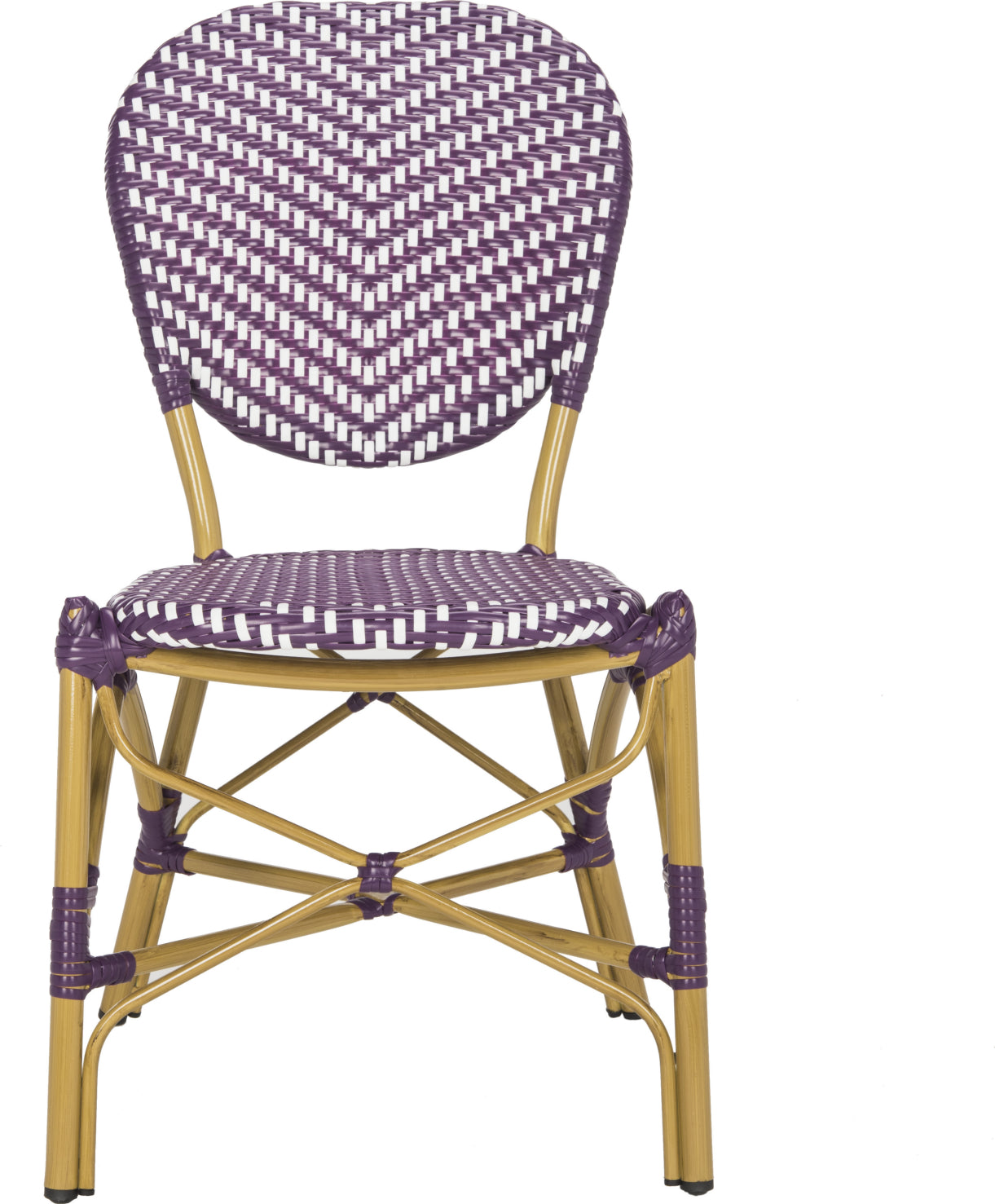 Safavieh Lisbeth French Bistro Stacking Side Chair Purple/White Furniture main image