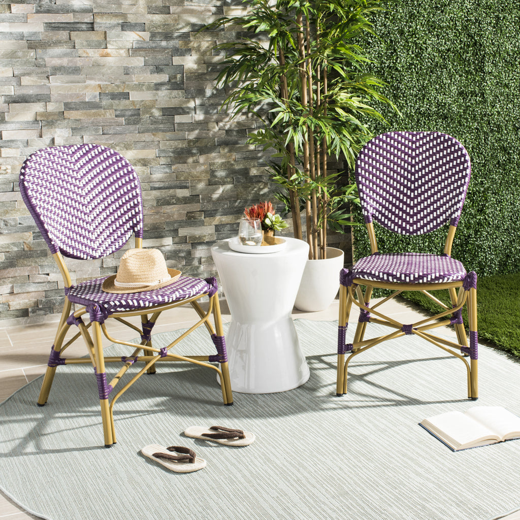 Safavieh Lisbeth French Bistro Stacking Side Chair Purple/White  Feature