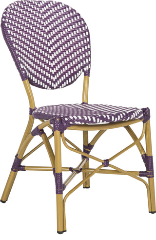 Safavieh Lisbeth French Bistro Stacking Side Chair Purple/White Furniture 