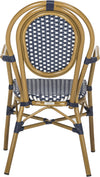 Safavieh Rosen French Bistro Stacking Arm Chair Navy/White Furniture 