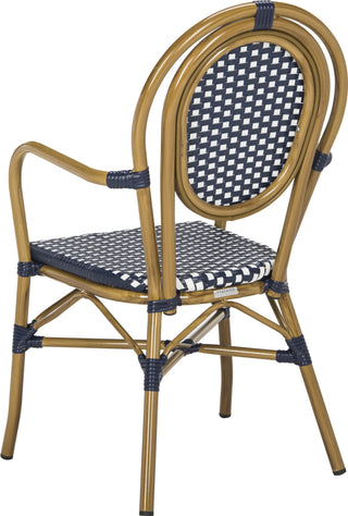 Safavieh Rosen French Bistro Stacking Arm Chair Navy/White Furniture 