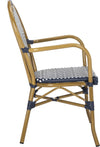 Safavieh Rosen French Bistro Stacking Arm Chair Navy/White Furniture 