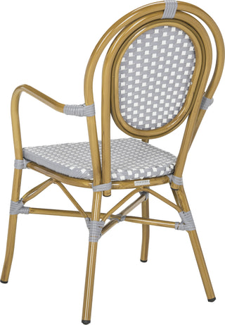 Safavieh Rosen French Bistro Stacking Arm Chair Grey/White Furniture 