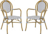 Safavieh Rosen French Bistro Stacking Arm Chair Grey/White Furniture 