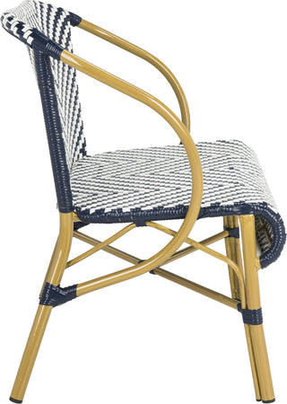 Safavieh Dandra Herringbone Rattan Settee Navy/White Furniture 