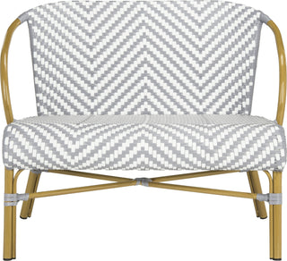 Safavieh Dandra Herringbone Rattan Settee Grey/White Furniture main image