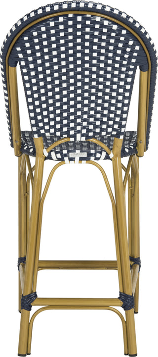 Safavieh Gresley Indoor-Outdoor Stacking French Bistro Counter Stool Navy/White Furniture 