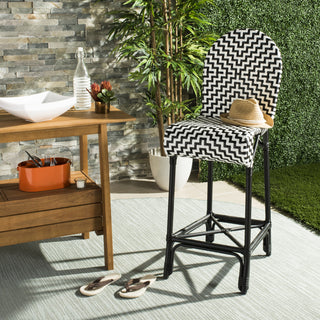 Safavieh Tilden Indoor-Outdoor Bar Stool Black/White  Feature