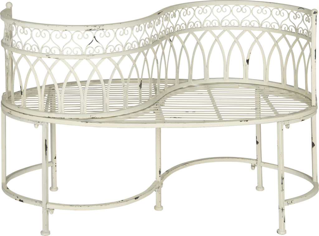 Safavieh Lara Kissing Bench Antique White Furniture main image