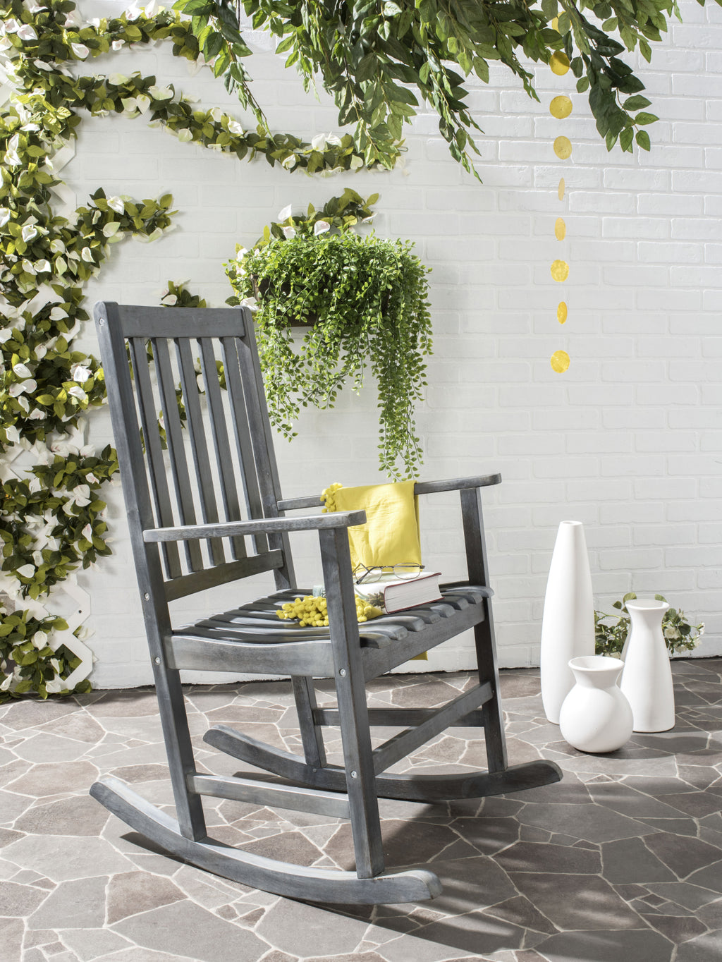 Safavieh Barstow Rocking Chair Ash Grey Furniture  Feature