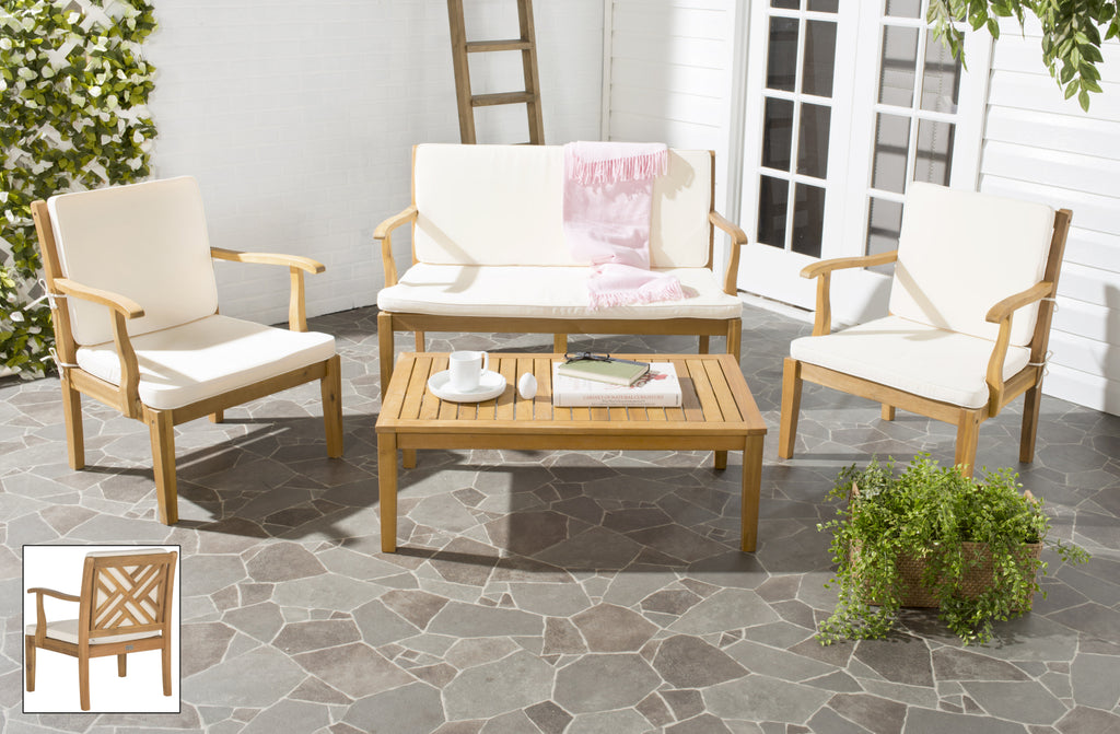 Safavieh Bradbury 4pc Outdoor Living Set Teak Brown/Beige Furniture  Feature