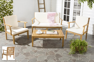 Safavieh Bradbury 4pc Outdoor Living Set Teak Brown/Beige Furniture  Feature