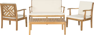 Safavieh Bradbury 4pc Outdoor Living Set Teak Brown/Beige Furniture main image