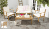 Safavieh Fresno 4pc Outdoor Living Set Teak Brown/Beige Furniture  Feature