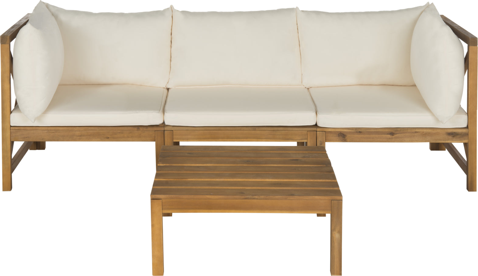 Safavieh Lynwood Modular Outdoor Sectional Teak Brown/Beige Furniture main image