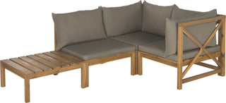 Safavieh Lynwood Modular Outdoor Sectional Teak Brown/Taupe Furniture 