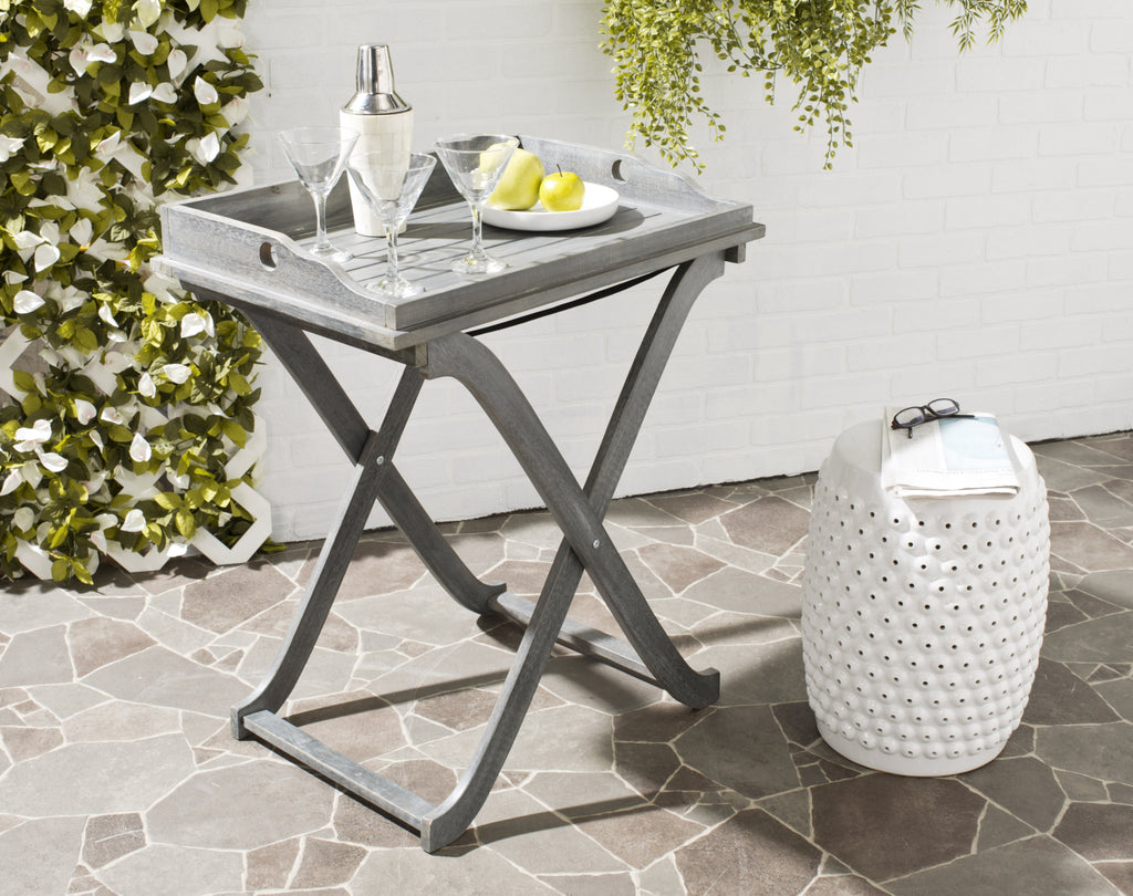 Safavieh Covina Tray Table Ash Grey Furniture  Feature