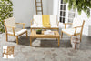 Safavieh Del Mar 4 Pc Outdoor Set Teak Brown/Beige Furniture  Feature