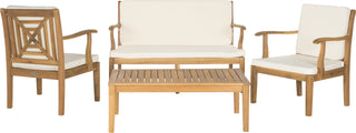 Safavieh Del Mar 4 Pc Outdoor Set Teak Brown/Beige Furniture main image