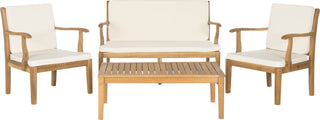 Safavieh Del Mar 4 Pc Outdoor Set Teak Brown/Beige Furniture 