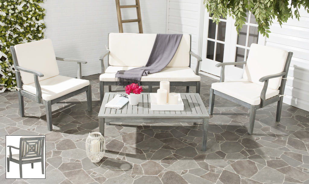 Safavieh Del Mar 4 Pc Outdoor Set Ash Grey/Beige Furniture  Feature