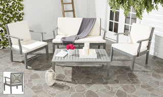 Safavieh Del Mar 4 Pc Outdoor Set Ash Grey/Beige Furniture  Feature