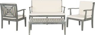 Safavieh Del Mar 4 Pc Outdoor Set Ash Grey/Beige Furniture main image