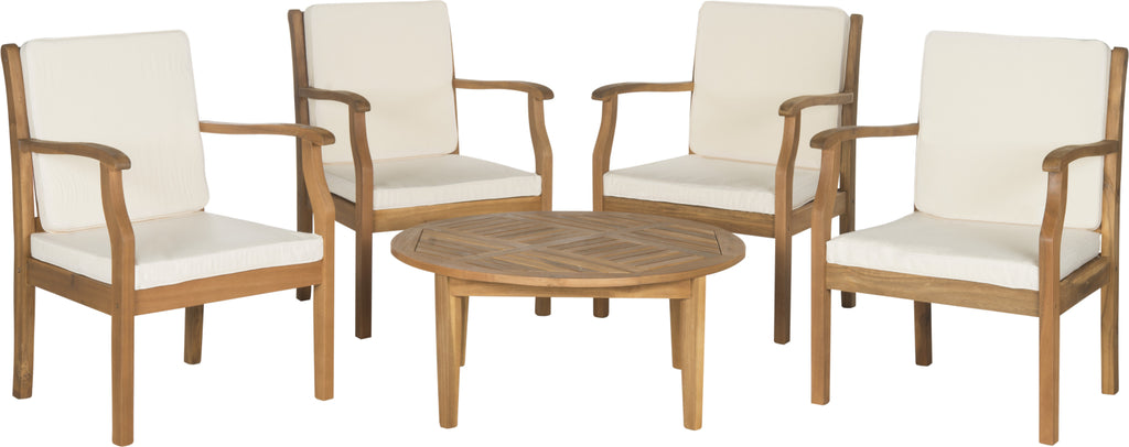 Safavieh Anaheim 5 Pc Coffee Set Teak Brown/Beige Furniture main image