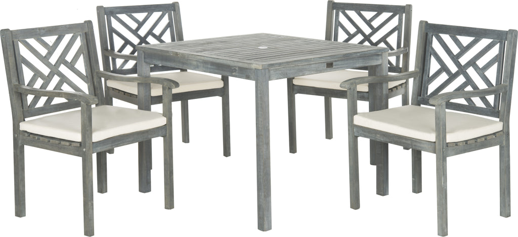 Safavieh Bradbury 5 Pc Dining Set Ash Grey/Beige Furniture main image