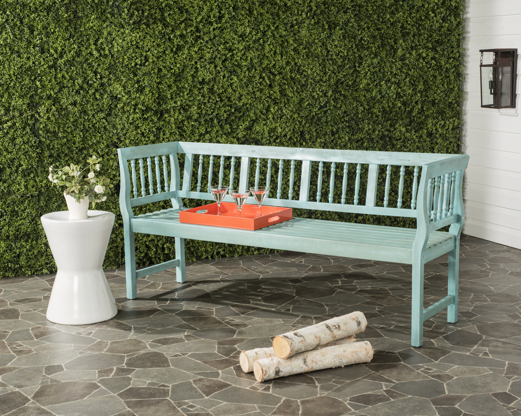 Safavieh Brentwood Bench Oriental Blue / Beige Furniture  Feature