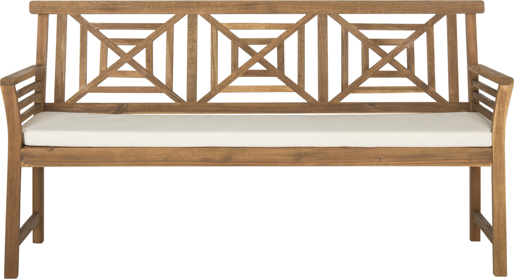 Safavieh Del Mar 3 Seat Bench Teak Brown/Beige Furniture main image