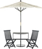 Safavieh Evert Half Patio Set And Umbrella Dark Slate Grey/Beige Furniture main image