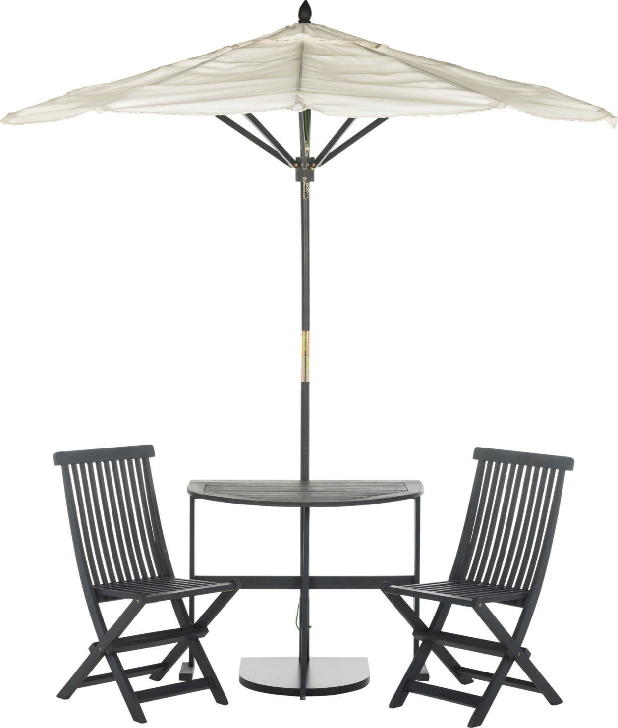 Safavieh Evert Half Patio Set And Umbrella Dark Slate Grey/Beige Furniture main image