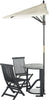 Safavieh Evert Half Patio Set And Umbrella Dark Slate Grey/Beige Furniture 