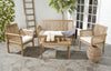 Safavieh Carson 4 Pc Outdoor Set Teak Look/Beige Furniture  Feature