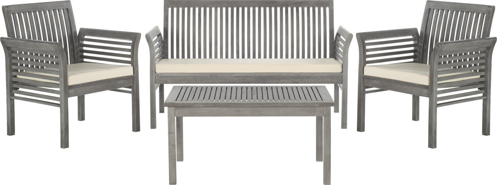 Safavieh Carson 4 Pc Outdoor Set Grey Wash/Beige Furniture main image