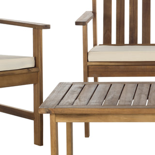 Safavieh Burbank 4 Pc Outdoor Set Teak Look/Beige Furniture 