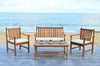 Safavieh Burbank 4 Pc Outdoor Set Teak Look/Beige Furniture 