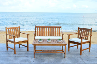 Safavieh Burbank 4 Pc Outdoor Set Teak Look/Beige Furniture 