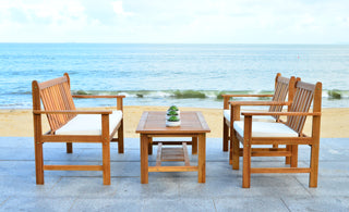 Safavieh Burbank 4 Pc Outdoor Set Teak Look/Beige Furniture 