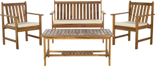 Safavieh Burbank 4 Pc Outdoor Set Teak Look/Beige Furniture main image