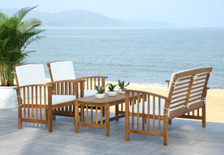 Safavieh Rocklin 4 Pc Outdoor Set Teak Look/Beige Furniture 