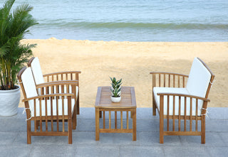 Safavieh Rocklin 4 Pc Outdoor Set Teak Look/Beige Furniture 